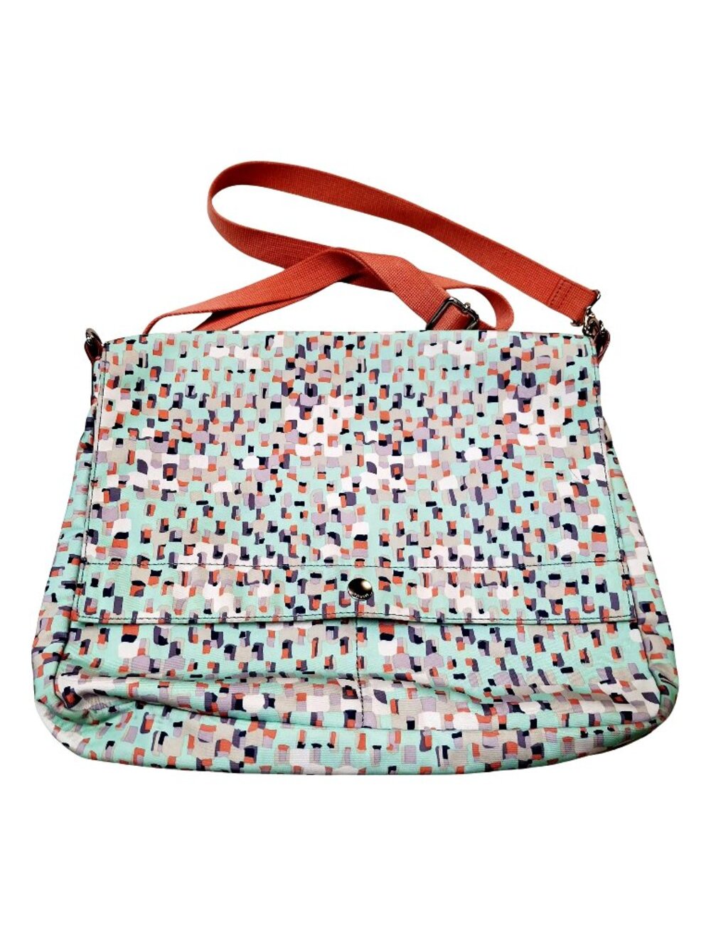 Fossil Crossbody Bag Mint Mosaic Print Coral Strap Adjustable